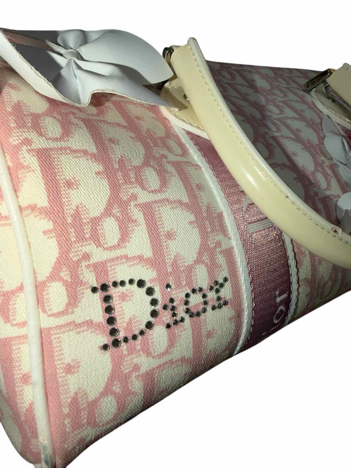 Dior Diorissimo Girly Boston Bag Pink and White Handbag
