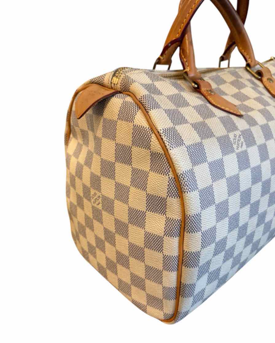 Louis Vuitton Damier Azur Canvas Speedy 30 Navy and Cream Handbag