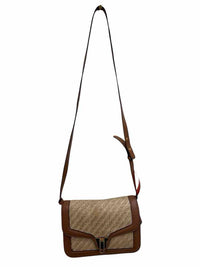 Coccinelle Marvin Twist Raffia Crossbody Bag Brown and Beige Handbag