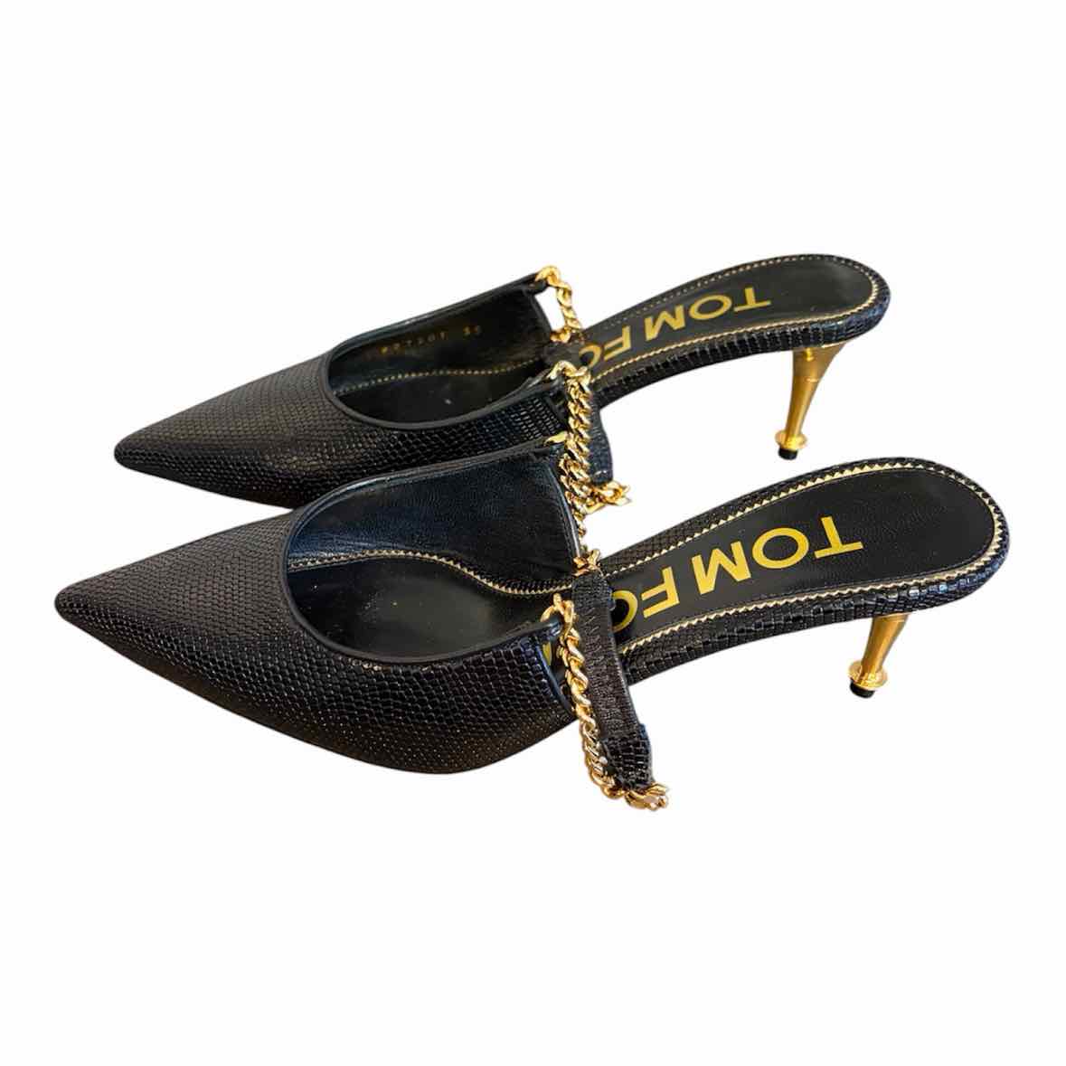 Tom Ford Black and Gold Size 35 Shoes