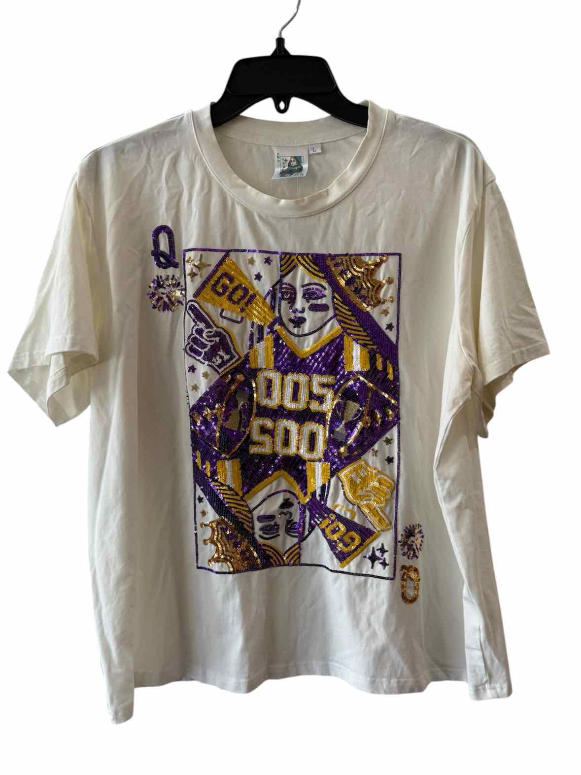 Queen of Sparkles White Multi Size L T-shirt