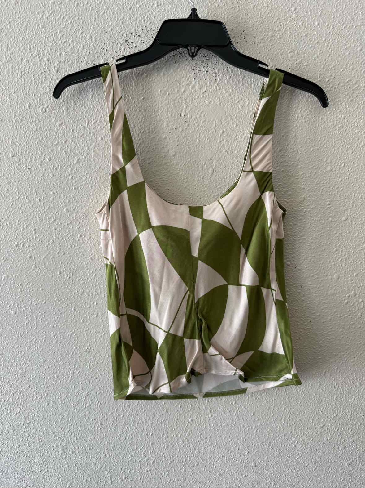 The Workshop Green and Cream Size S Tank Top
