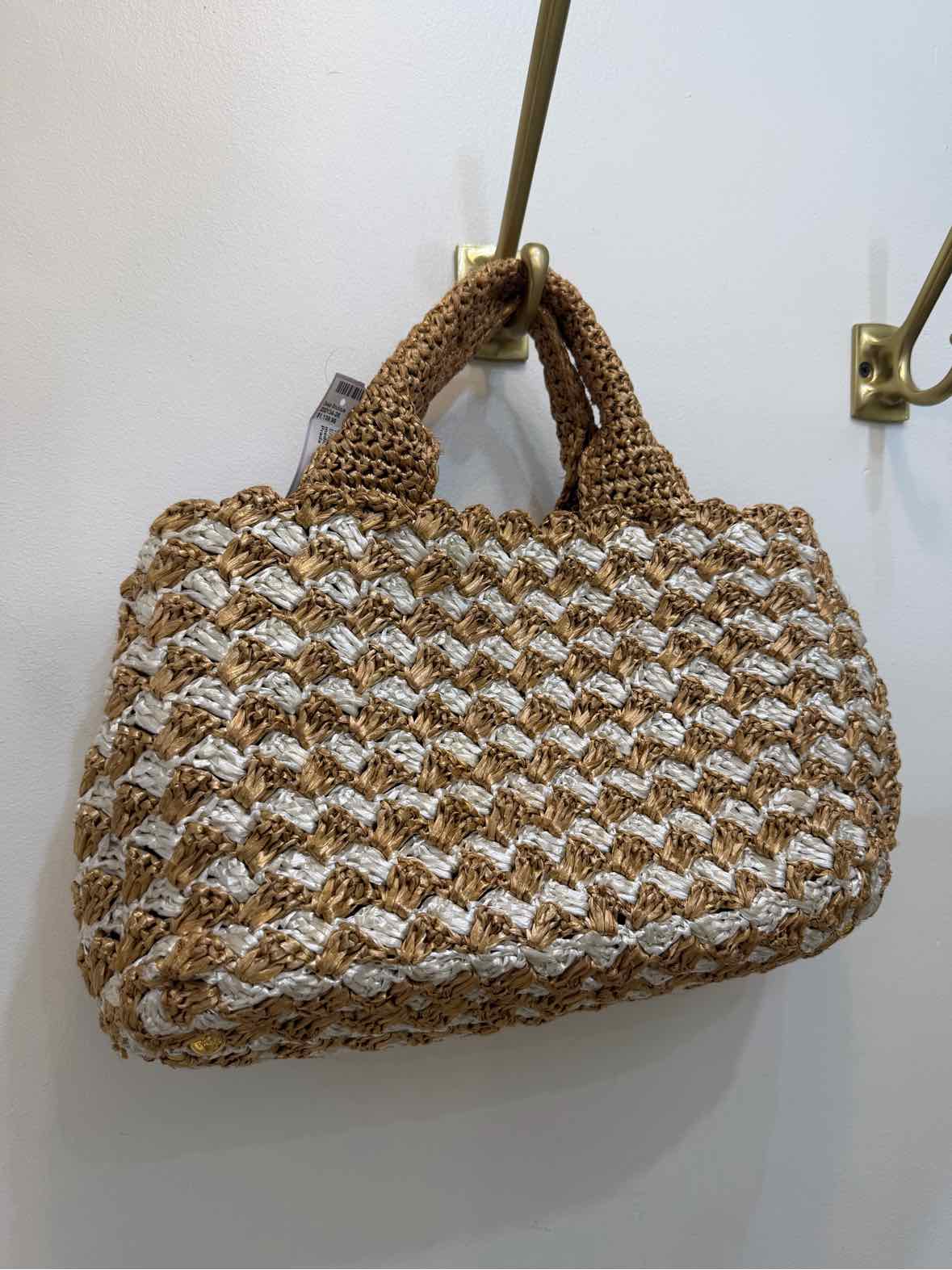 Prada Raffia Crochet Tote brown and white Handbag