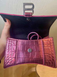 Balenciaga Hourglass XS Top Handle Bag Metallic Pink Handbag