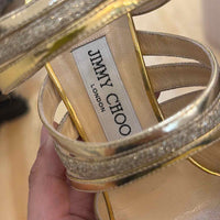 Jimmy Choo Gold and beige Size 38 Shoes