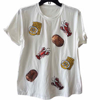 No Label White and Red Size S Shirt