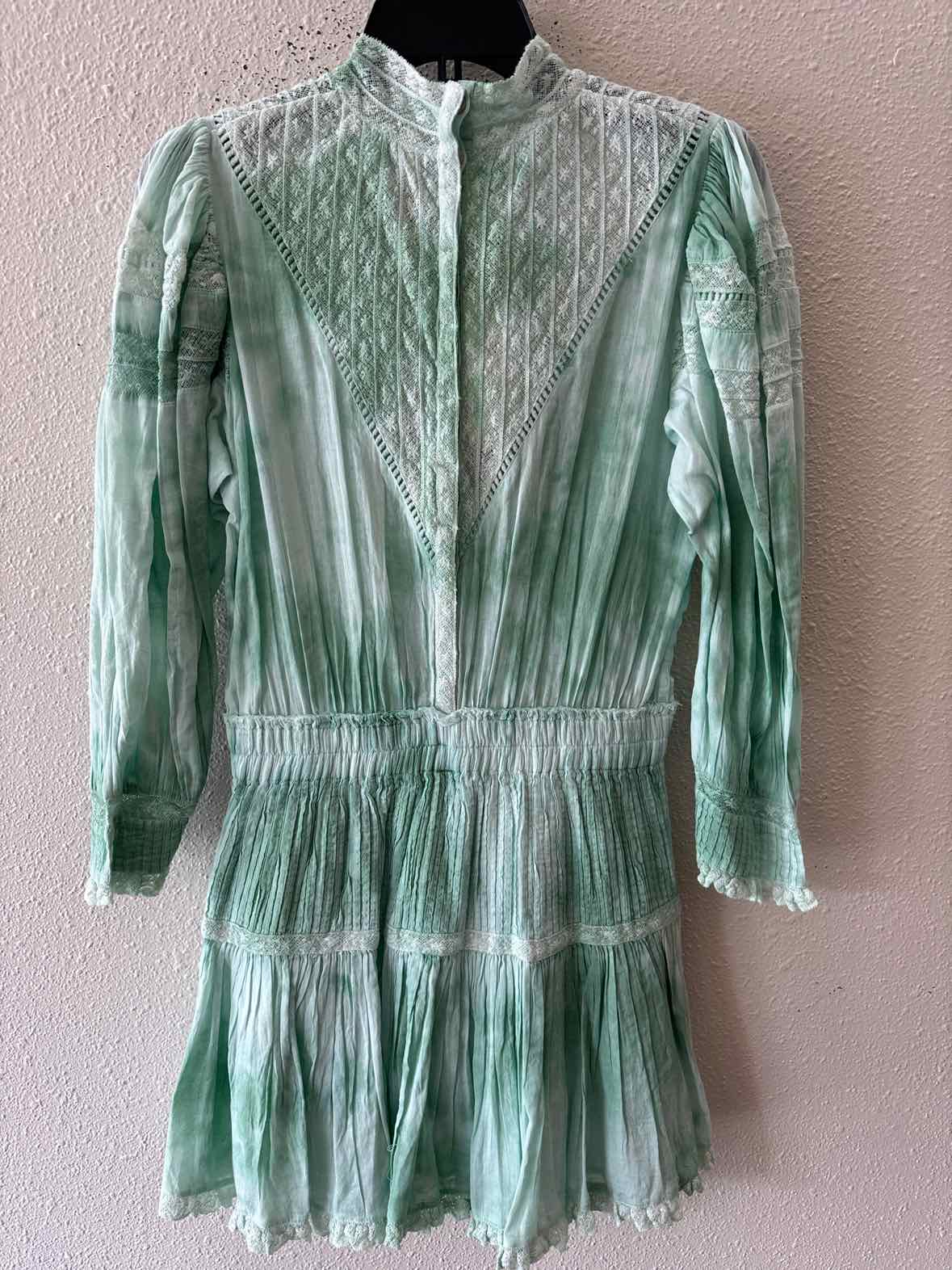 Love Shack Fancy Green and White Size S Dress