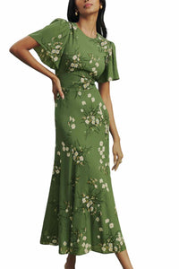 Reformation Green and Floral Size 0 Dress