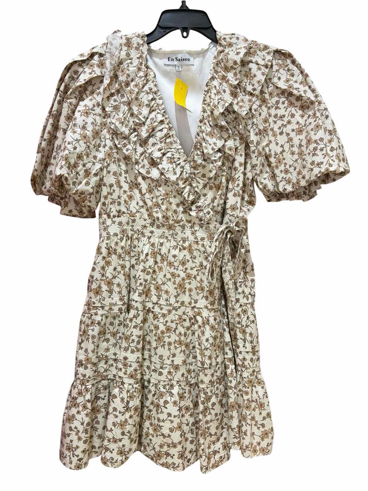 En Saison Cream Multi Size S Dress