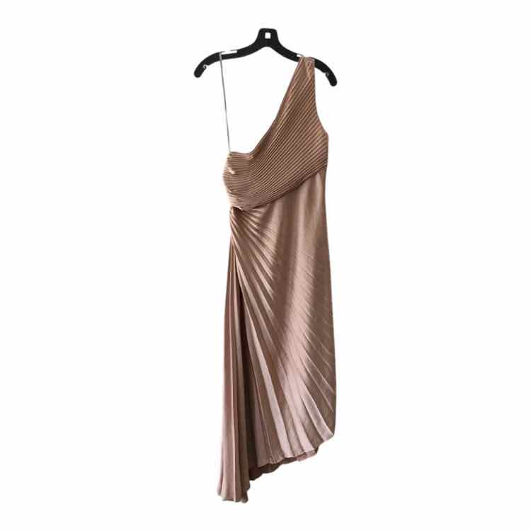 alc gold pleated dress ALC Moira Satin Pleated Maxi Dress