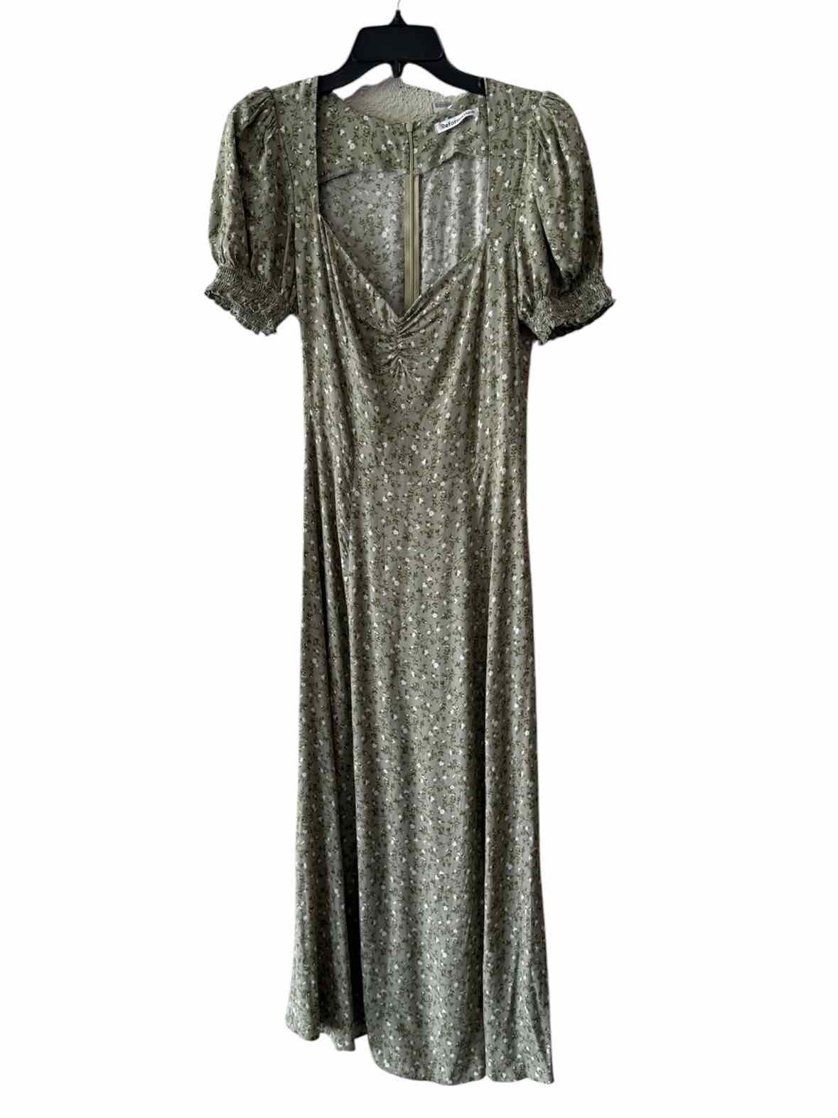 Reformation Sage Green and White Size 4 Dress