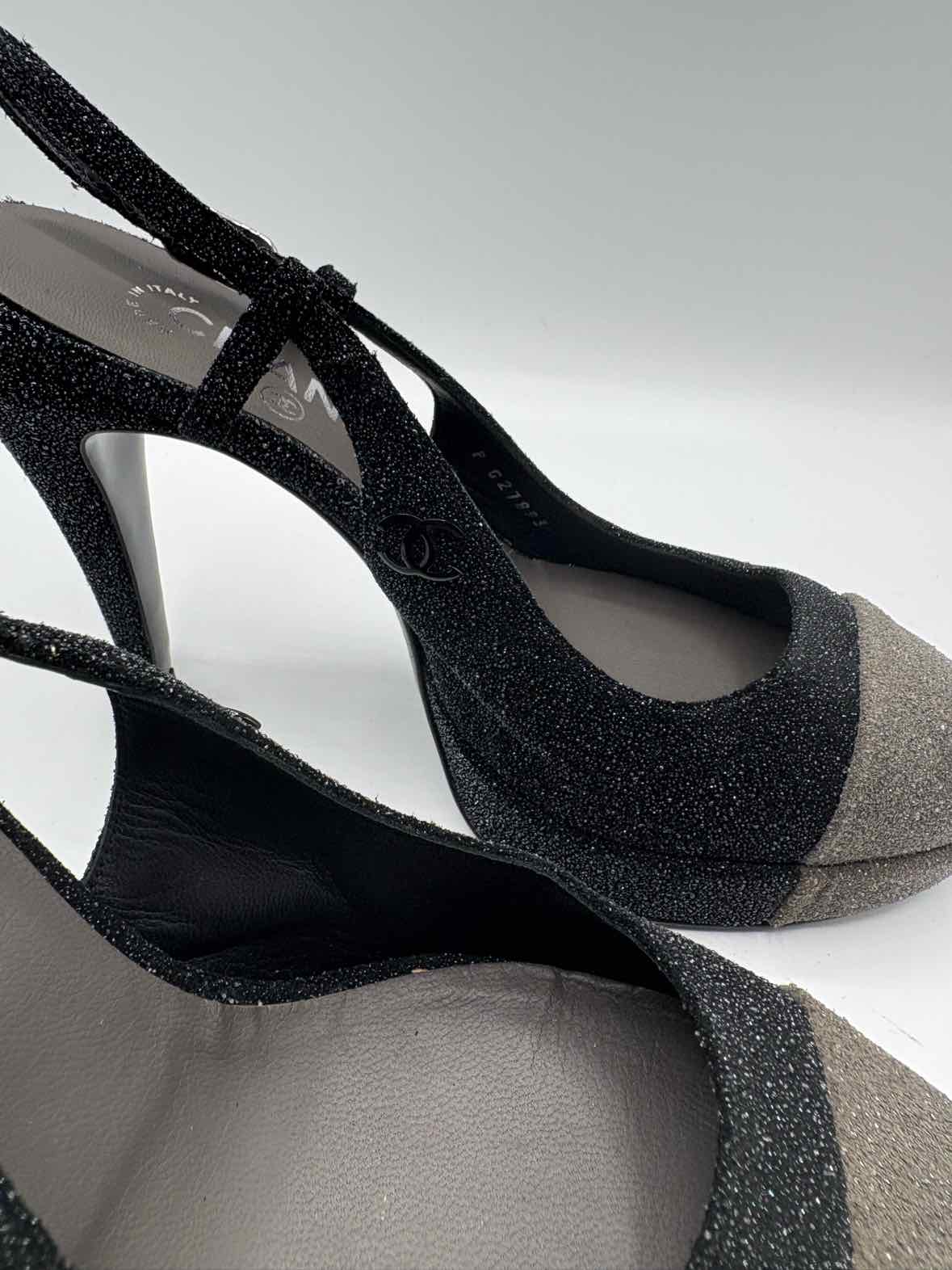 Chanel Black and Grey Size 38 Shoes