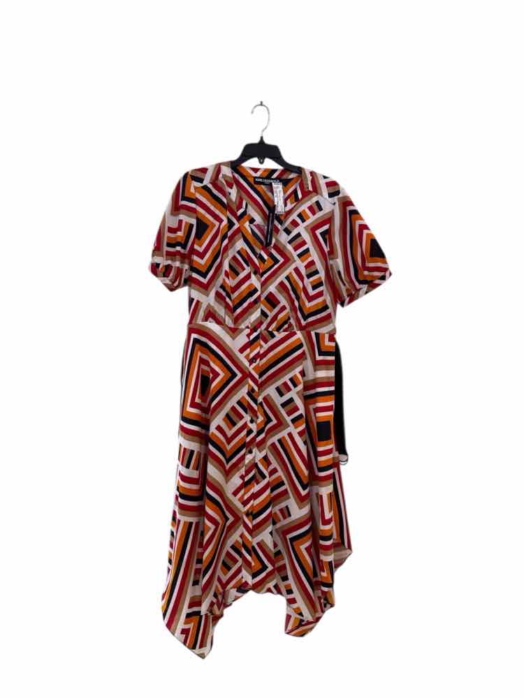 Karl Lagerfeld Red and Orange Size 14 Dress