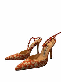 Manolo Blahnik White and Orange Size 38 Shoes