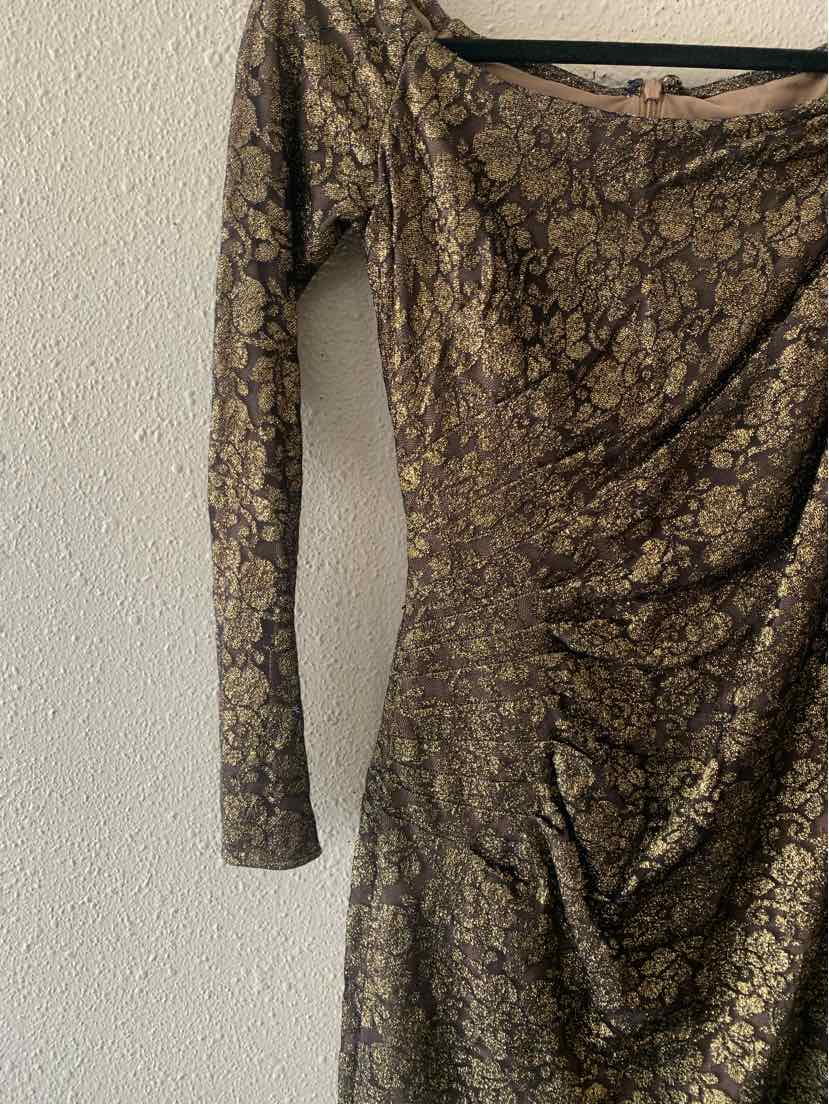 Carmen Marc Valvo Gold Size 4 Dress