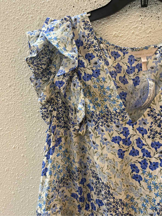 Rebecca Taylor White and Blue Size 12 Dress