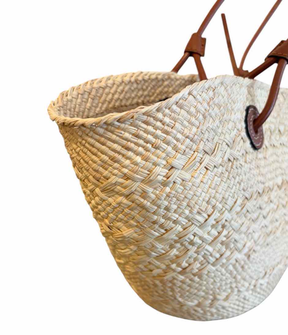 Loewe Small Anagram Basket Bag Cream and Brown Handbag