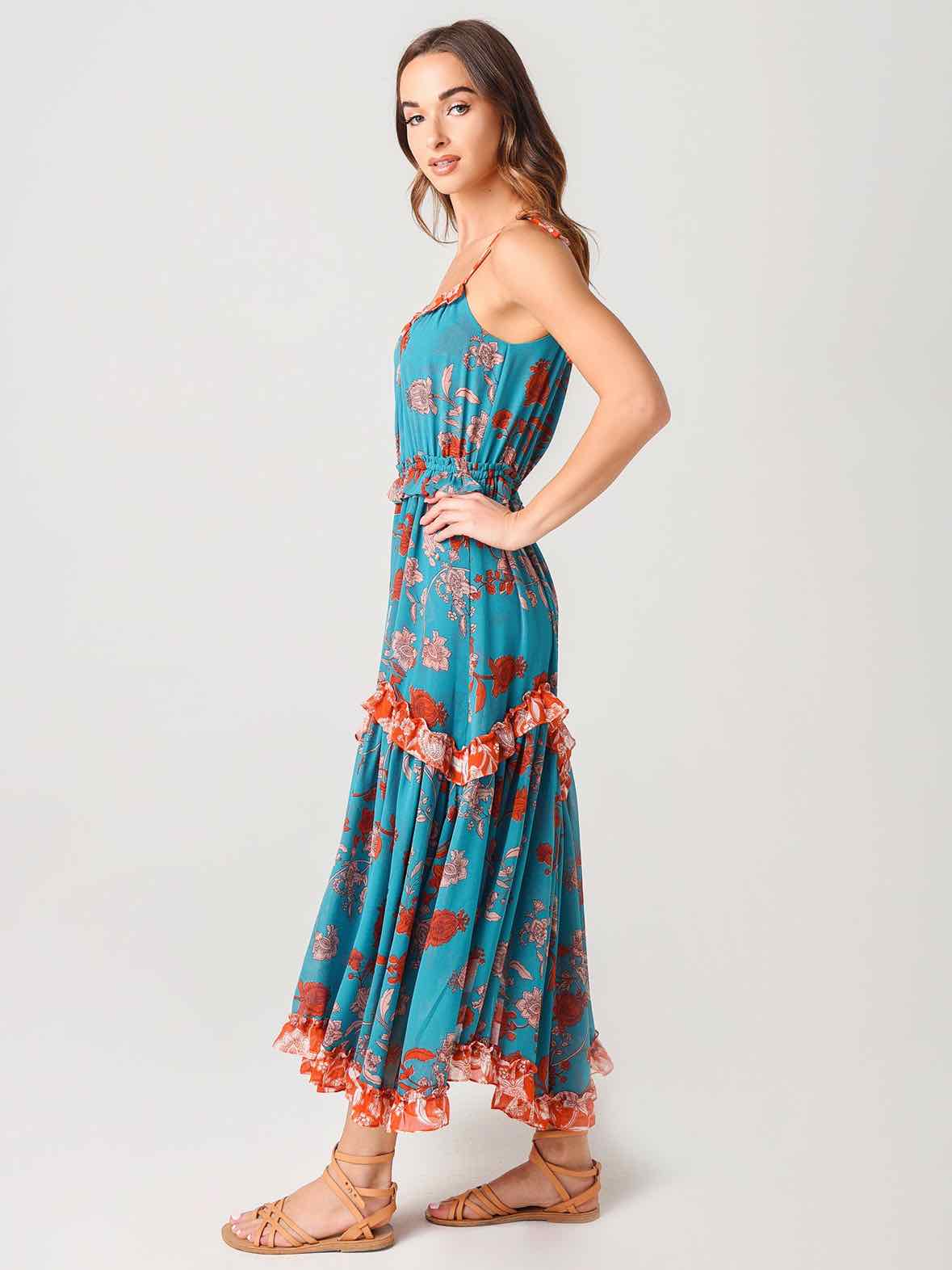Misa Teal and red Size M Dress