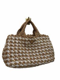 Prada Raffia Crochet Tote brown and white Handbag