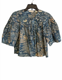 ULLA JOHNSON blue and coral Size 8 Shirt
