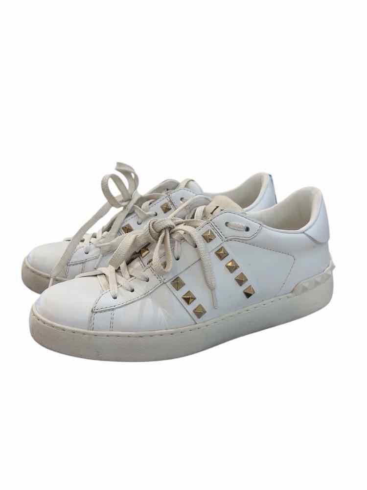 Valentino White and Gold Size 38 1/2 Sneakers