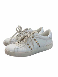 Valentino White and Gold Size 38 1/2 Sneakers