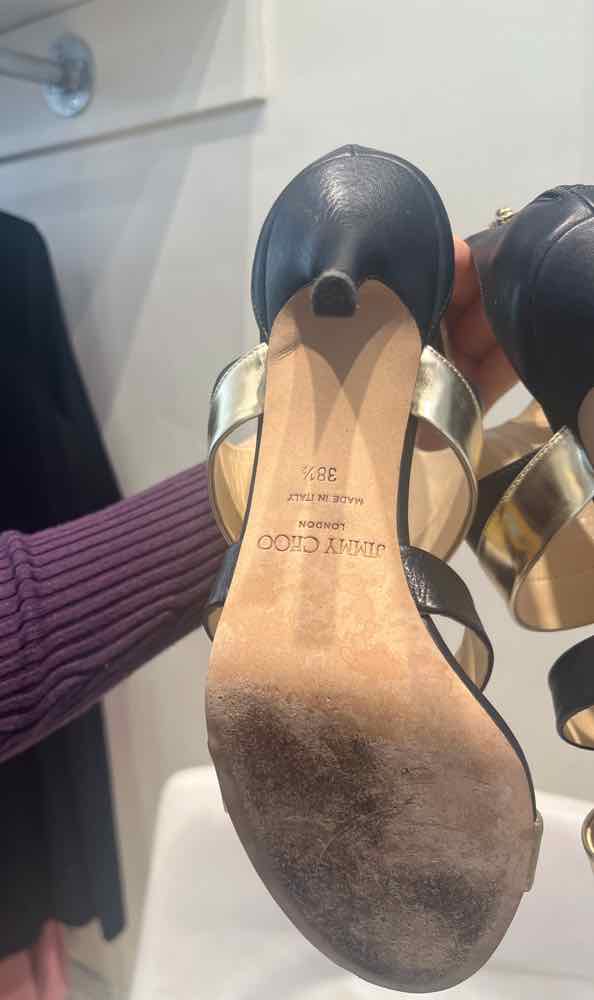 Jimmy Choo Black and Gold Size 38 1/2 Shoes