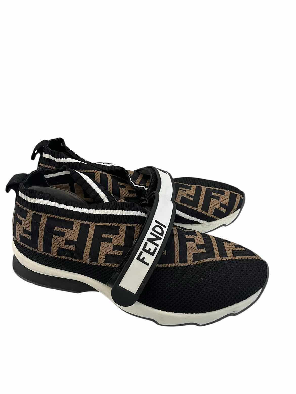 Fendi Brown black and white Size 38.5 Shoes