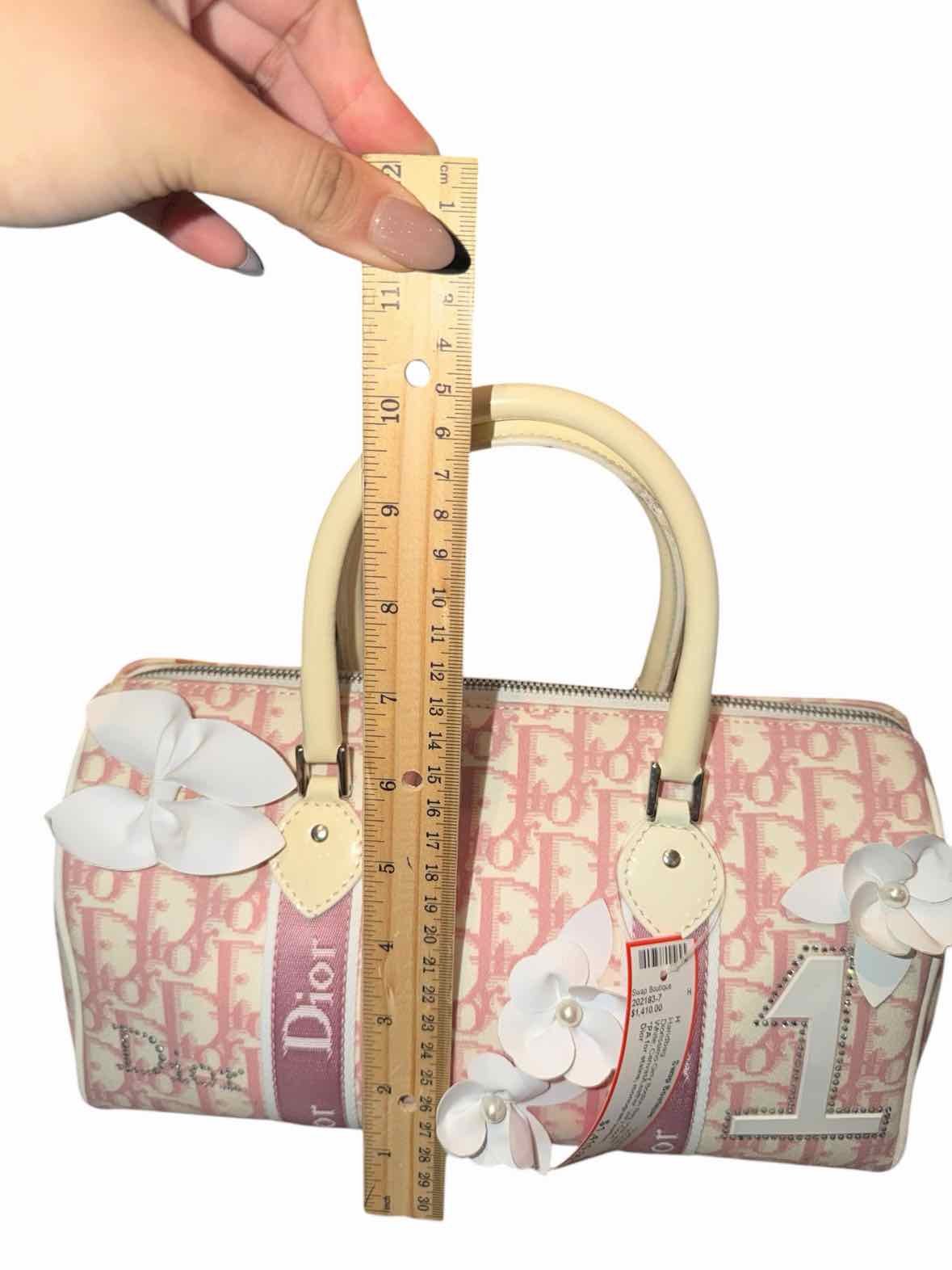 Dior Diorissimo Girly Boston Bag Pink and White Handbag
