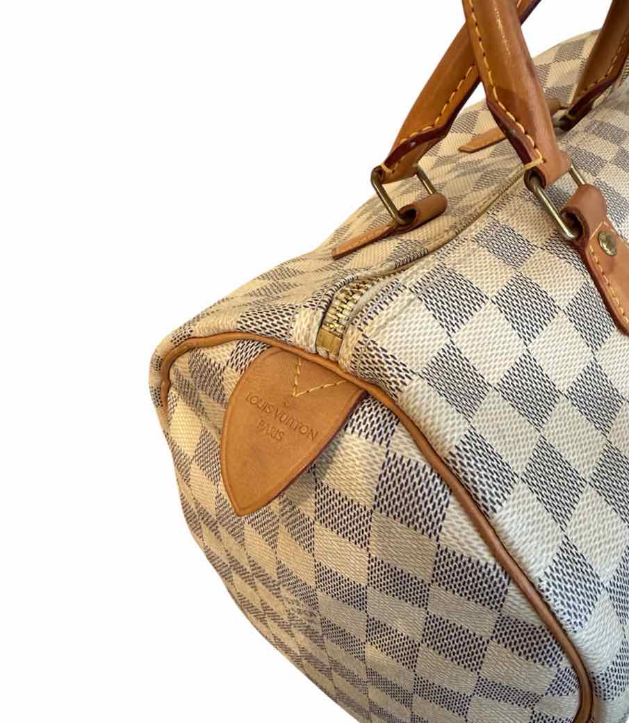Louis Vuitton Damier Azur Canvas Speedy 30 Navy and Cream Handbag