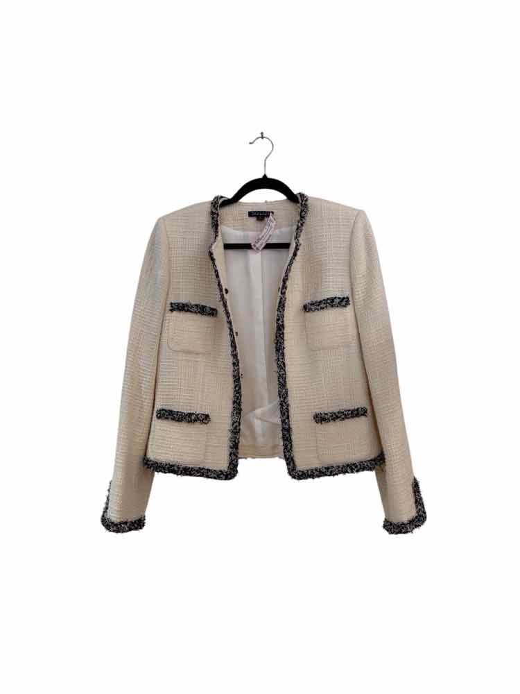 Tahari Cream and Black Size 8 Jacket
