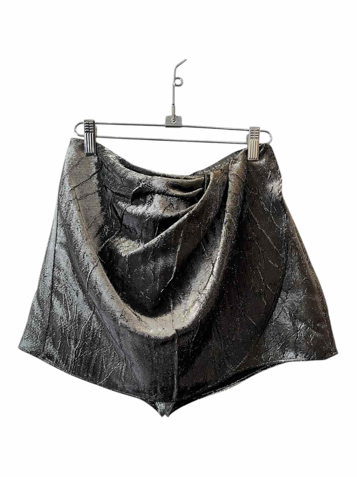 Zara Metallic Gunmetal Size L Skort