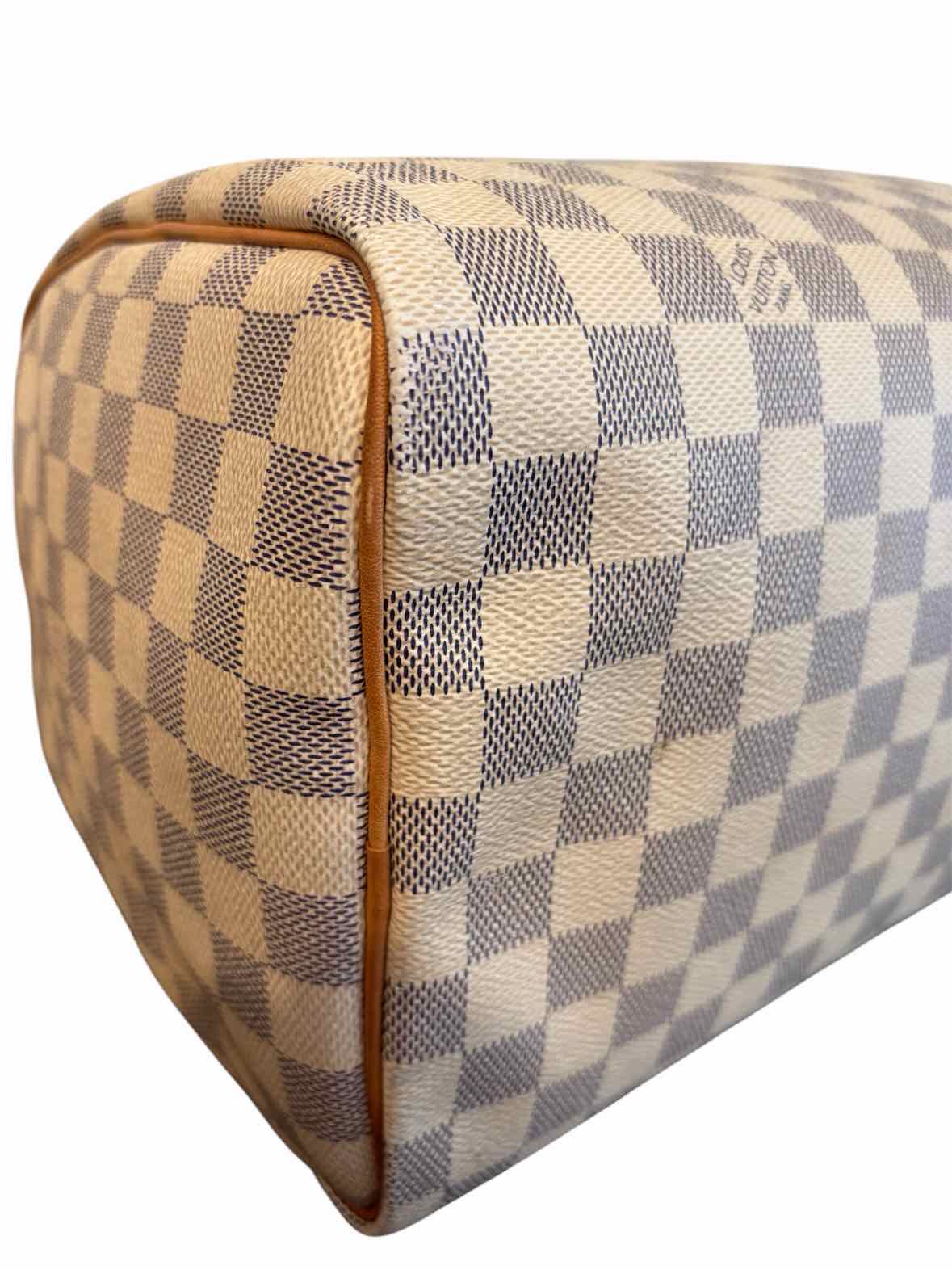 Louis Vuitton Damier Azur Canvas Speedy 30 Navy and Cream Handbag