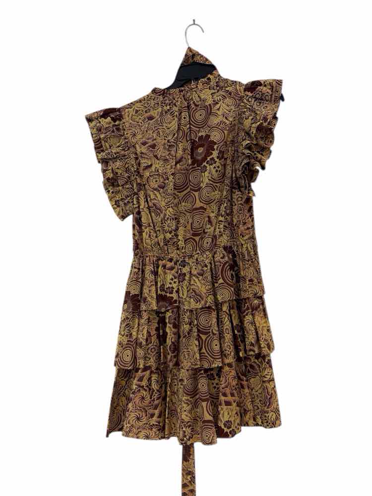 ULLA JOHNSON brown and yellow Size 8 Dress