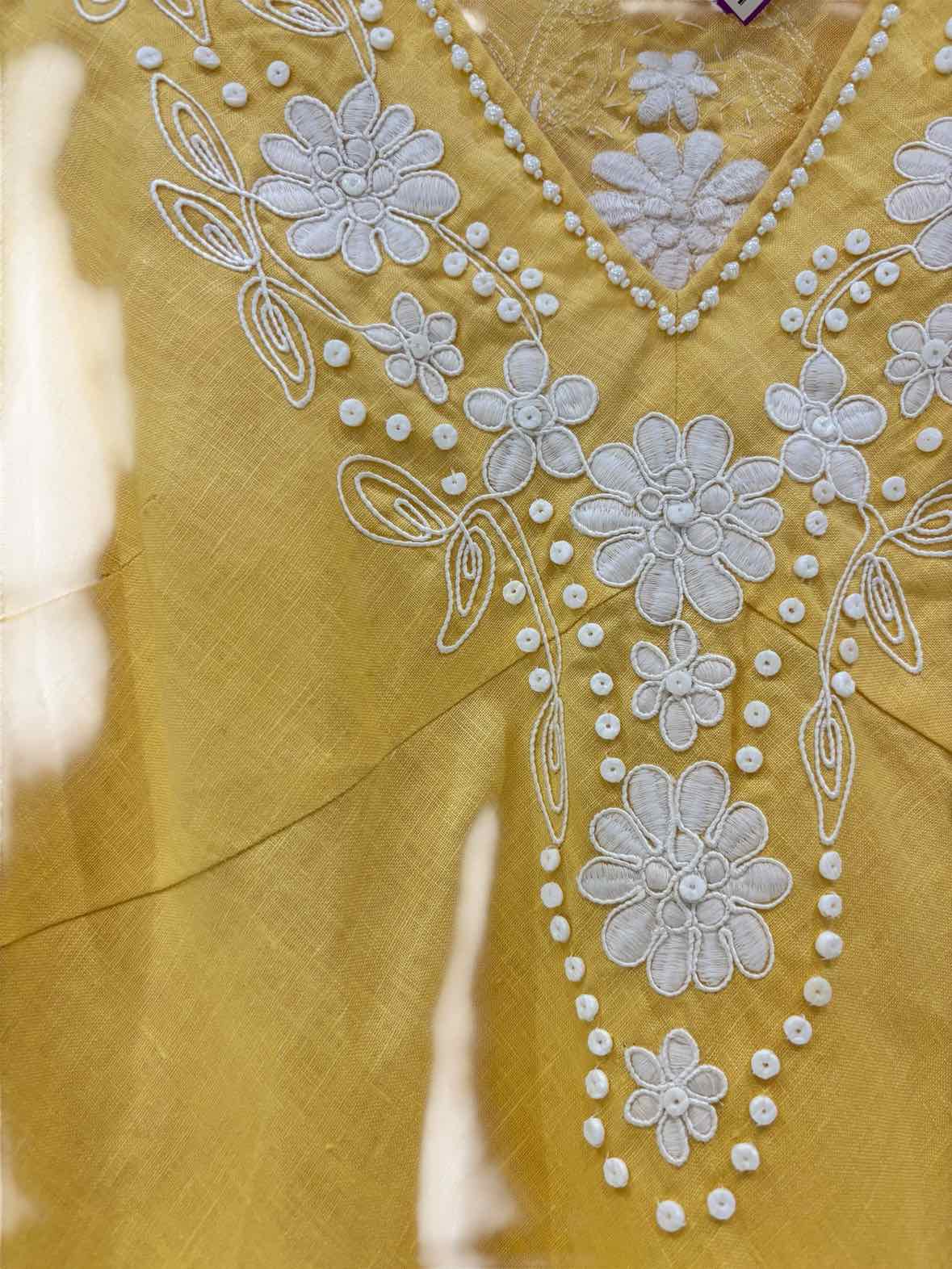 Lafayette 148 Yellow/White/Beige Size 8 Tunic