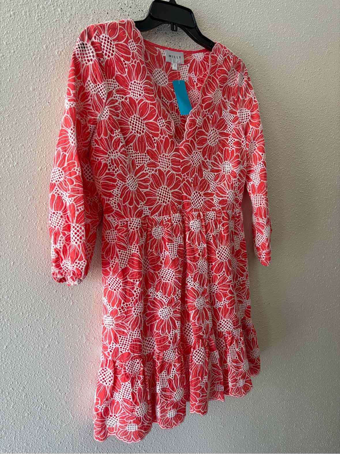 Milly Coral and white Size 4 Dress