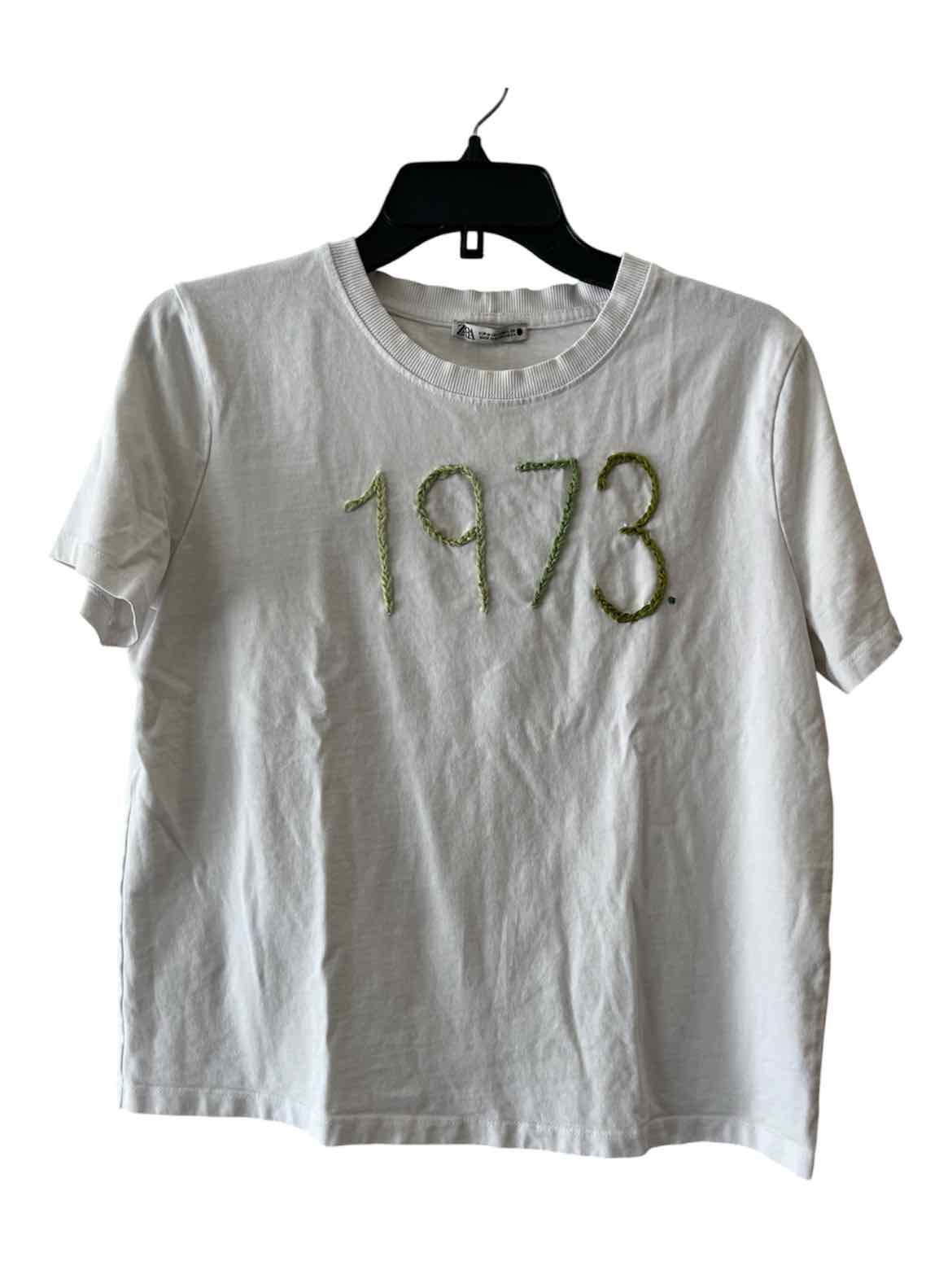 Zara White and Green Size M T-shirt