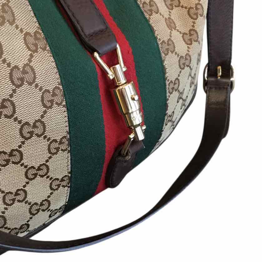 Gucci Original GG Canvas Web Jackie Hobo Brown multi Handbag
