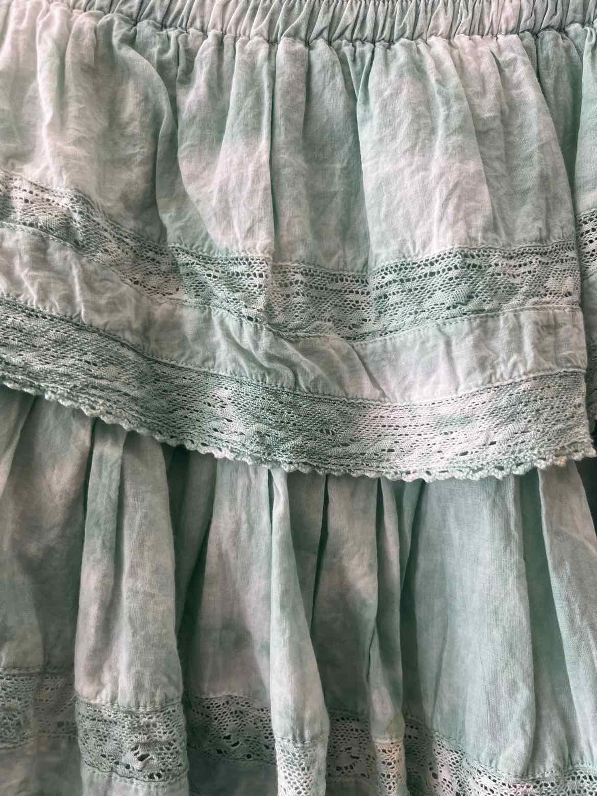 Love Shack Fancy Green and White Size XS Skirt