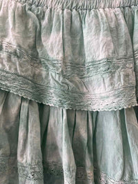 Love Shack Fancy Green and White Size XS Skirt