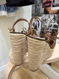 Valentino Size 39 Brown Leather Wedge Heels