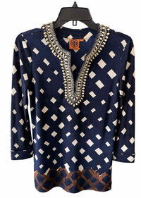 Tory Burch Navy Blue Multi Size XS Shirt