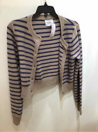 Sitches + Stripes Beige and Navy Size S Cardigan