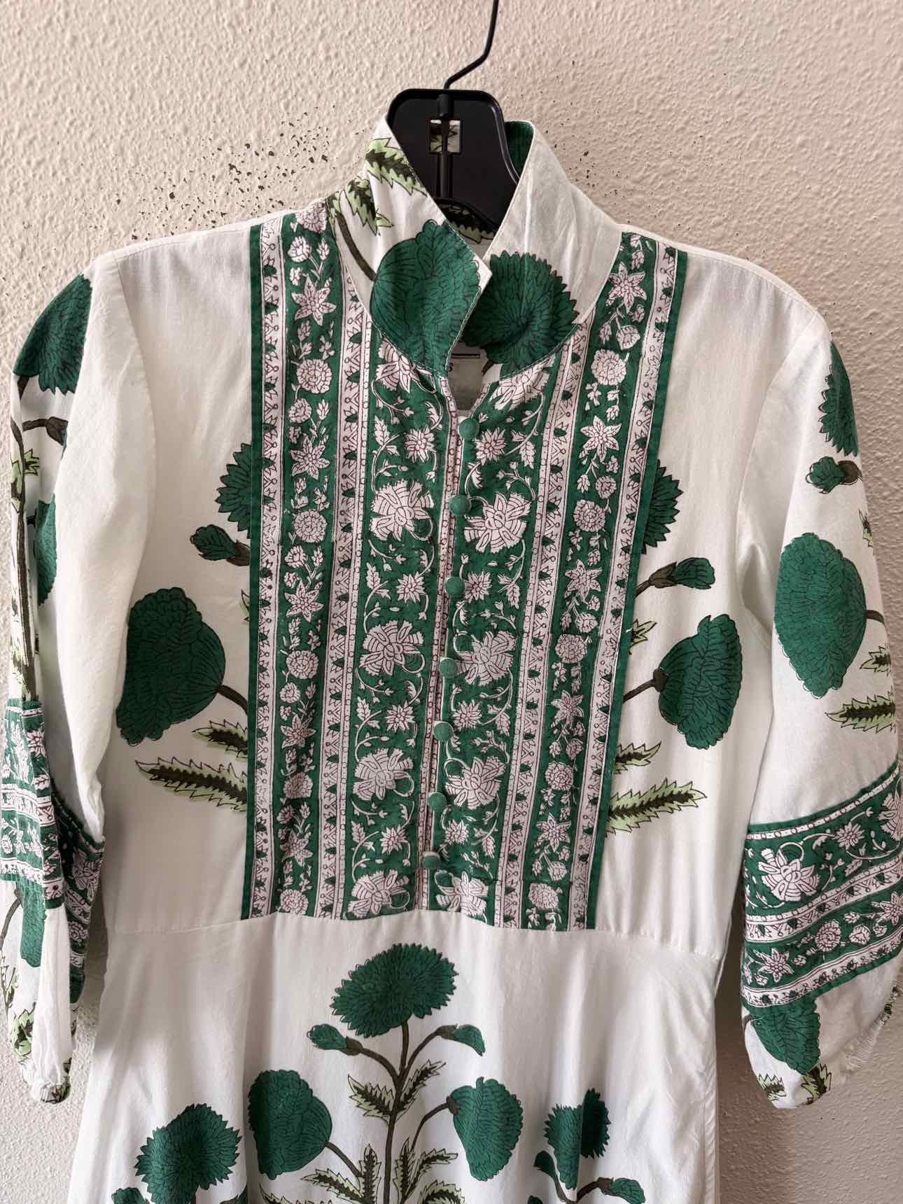 Sue Sartor white & green Size XS Dress