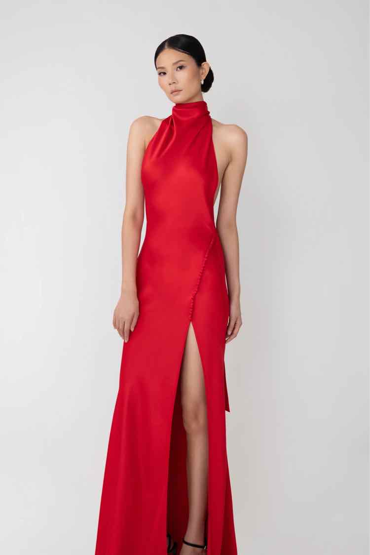 SAU LEE Penelope Backless Satin Gown