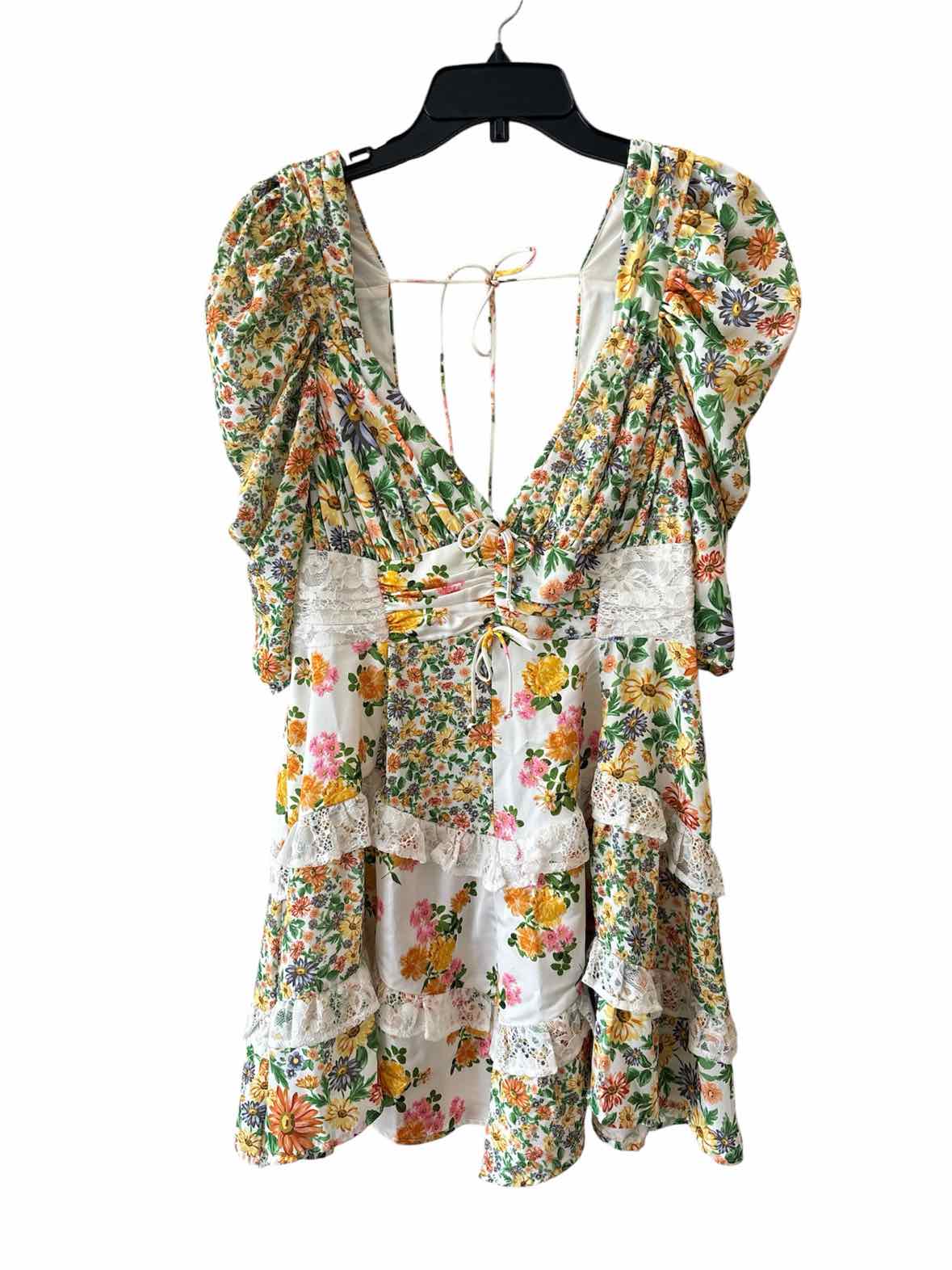 For Love & Lemons White and Green Size M Dress