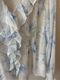 Ann Taylor White and Blue Size S Blouse