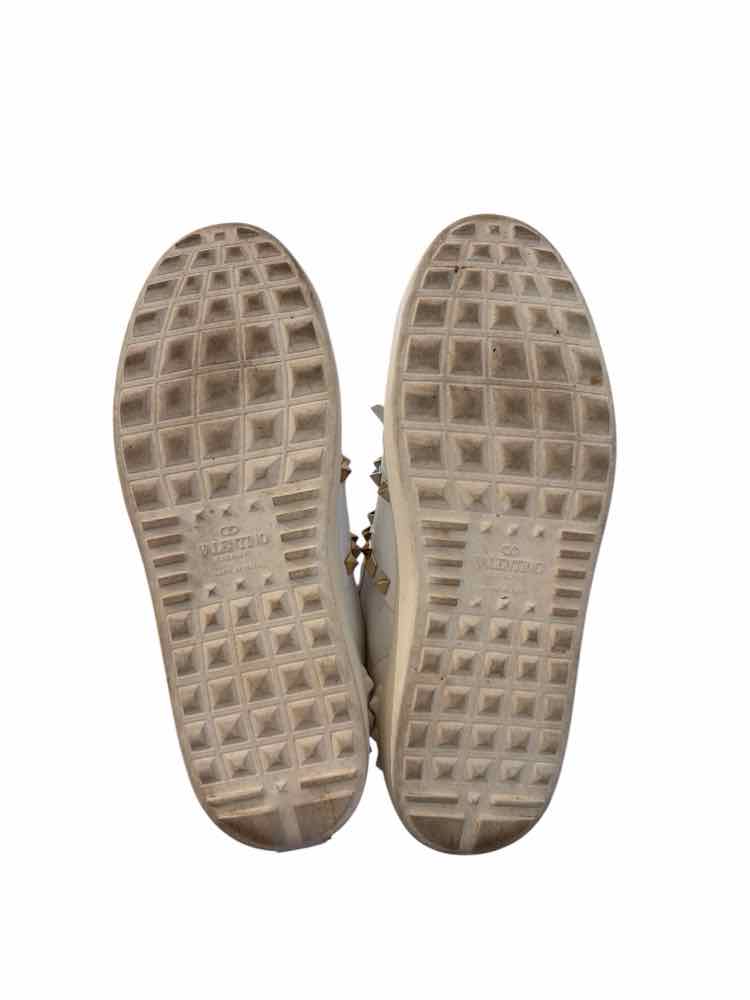 Valentino White and Gold Size 38 1/2 Sneakers