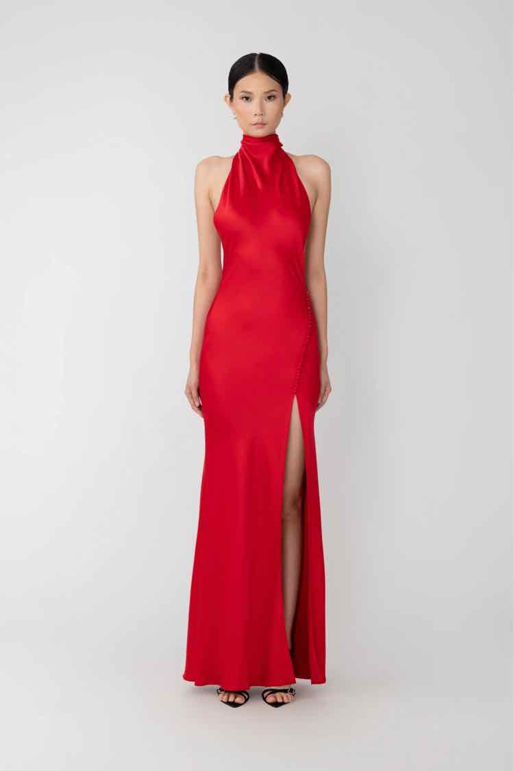 SAU LEE Penelope Backless Satin Gown