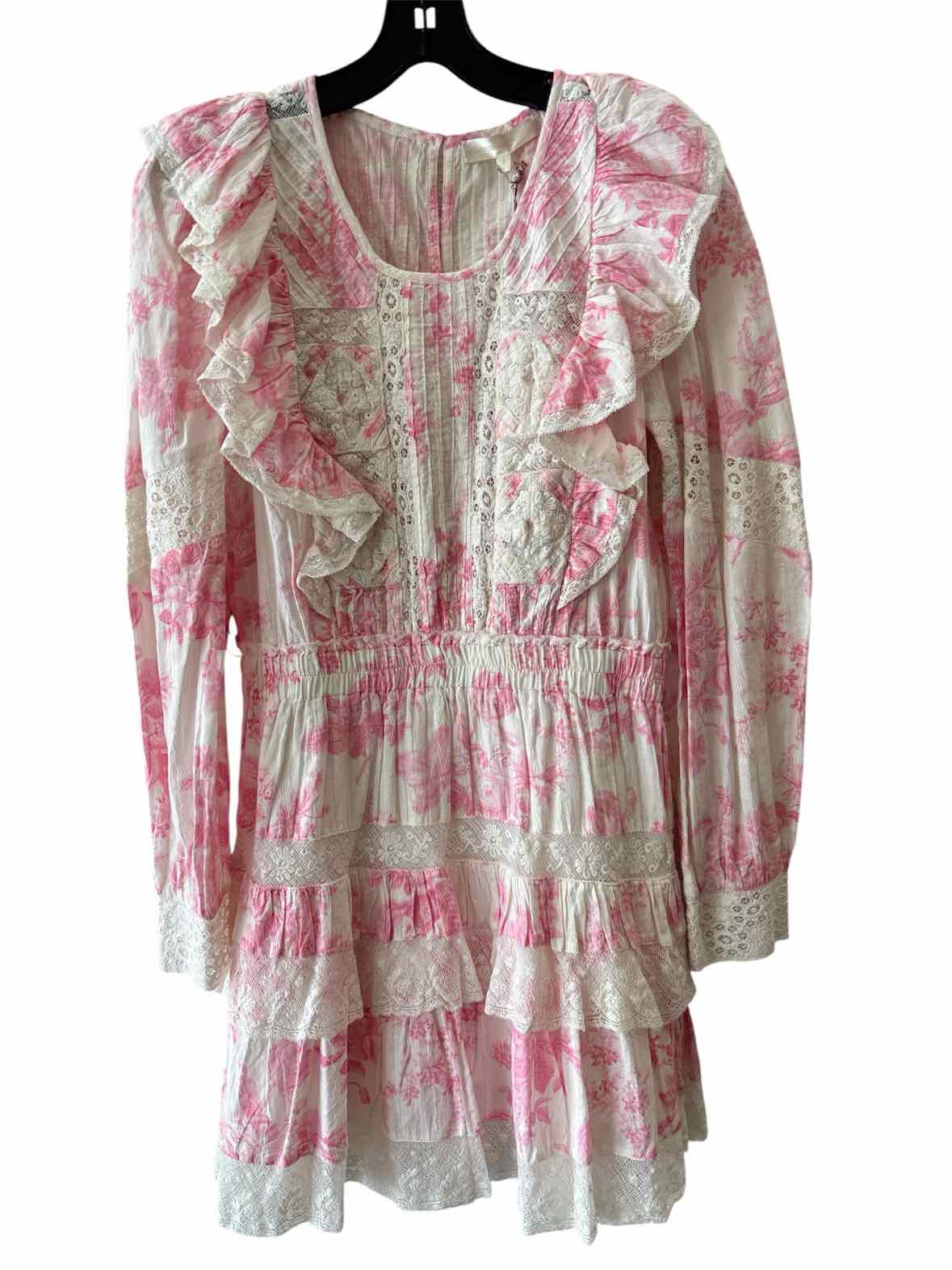 Love Shack Fancy Pink and White Size S Dress